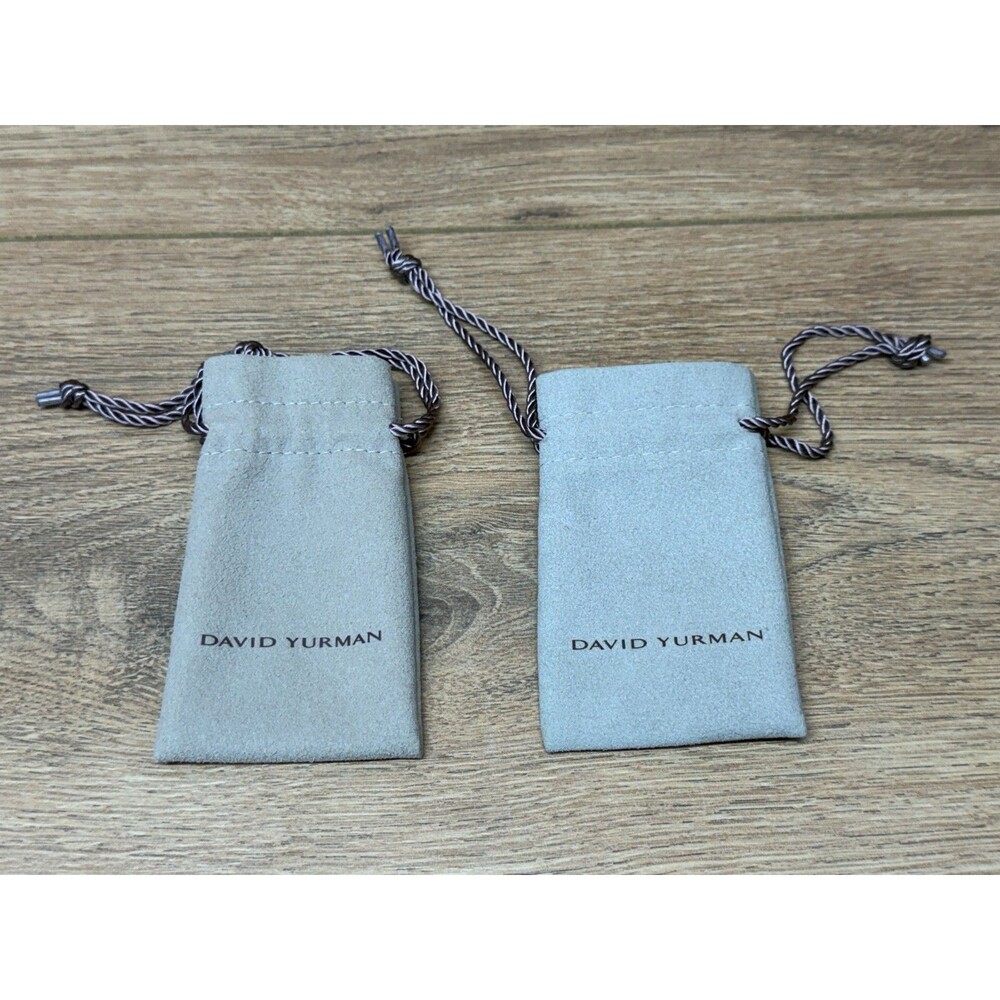 David Yurman Gray Suede Drawstring Jewelry Pouches - Bundle of 2